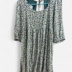 American Eagle Outfitters Teal Floral Backless Dress